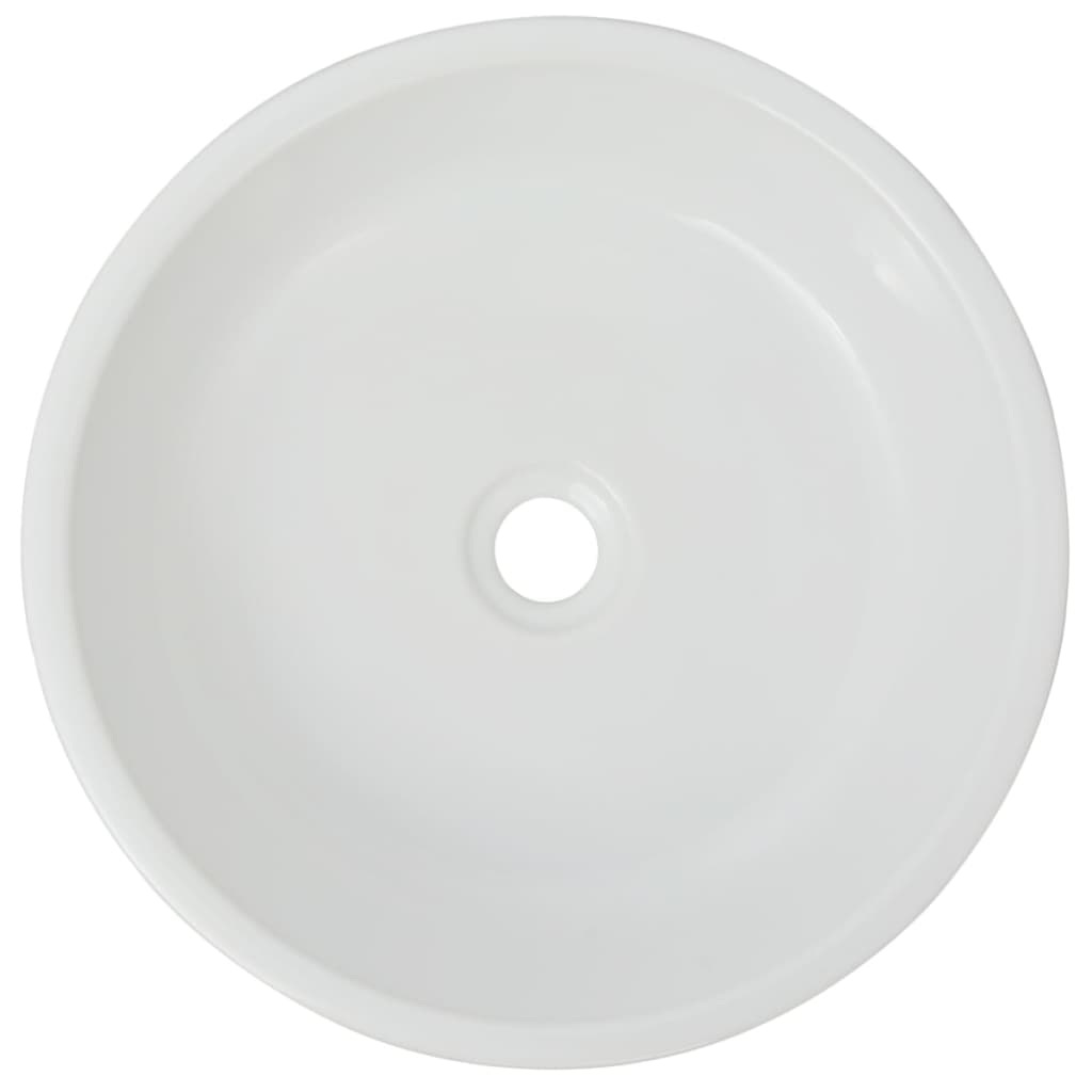 vidaXL Керамична мивка, кръгла, бяла, 42x12 см