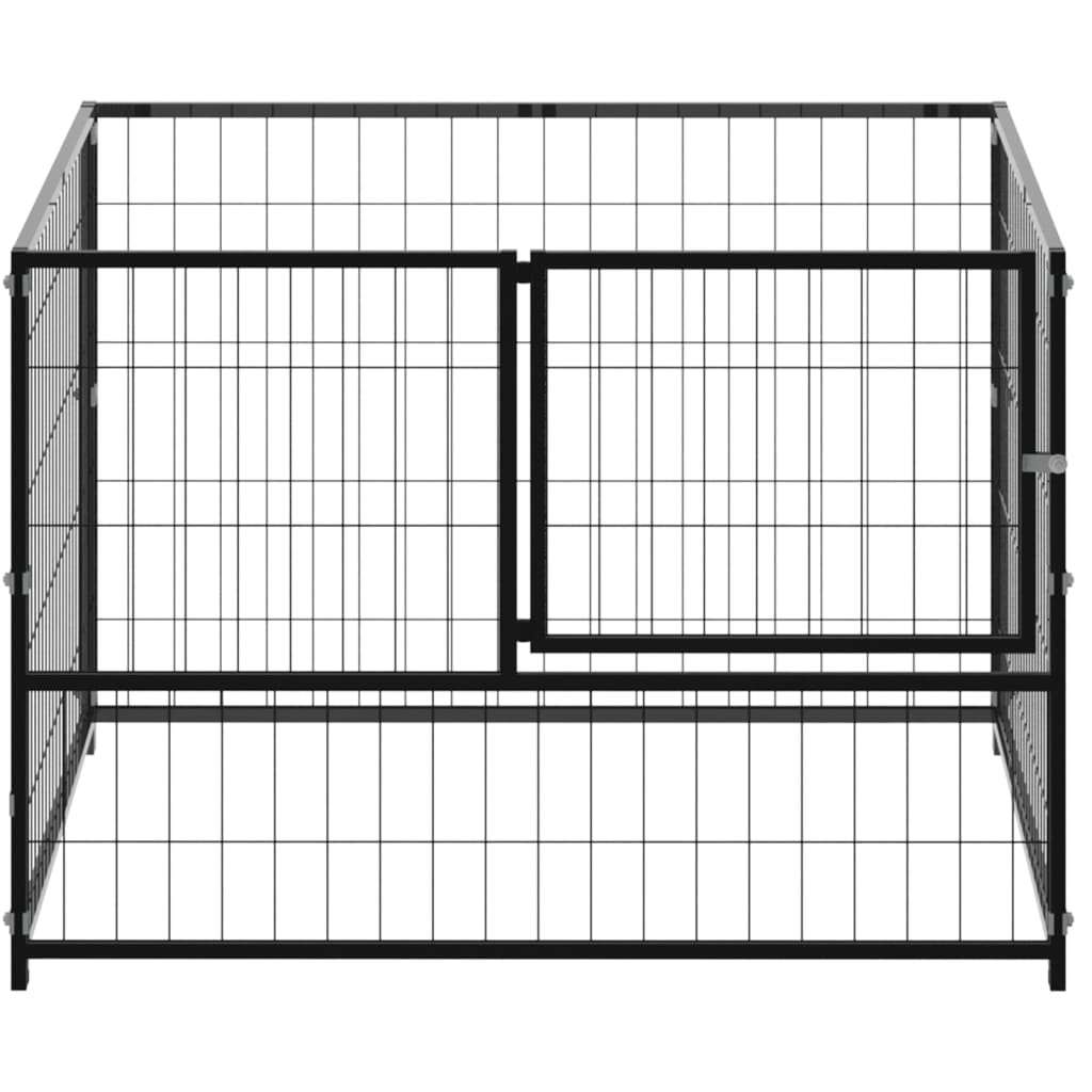 vidaXL Клетка за кучета, черна, 100x100x70 см, стомана