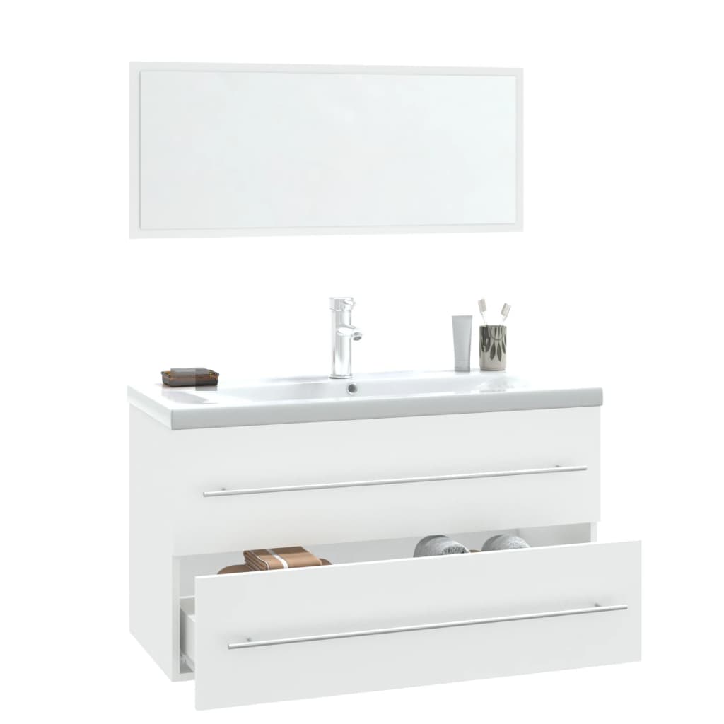vidaXL Комплект мебели за баня от 3 части бял