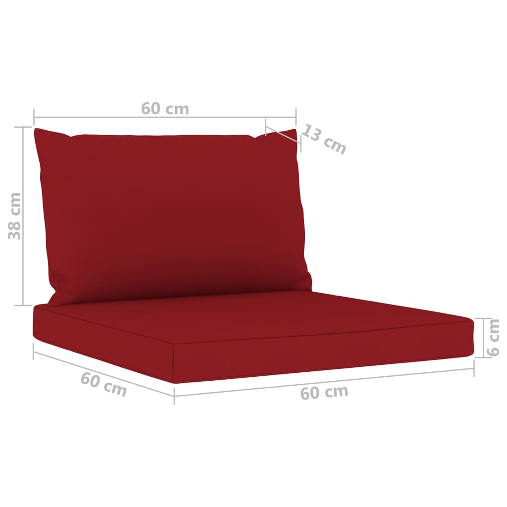 vidaXL 4-местен градински диван с виненочервени възглавници