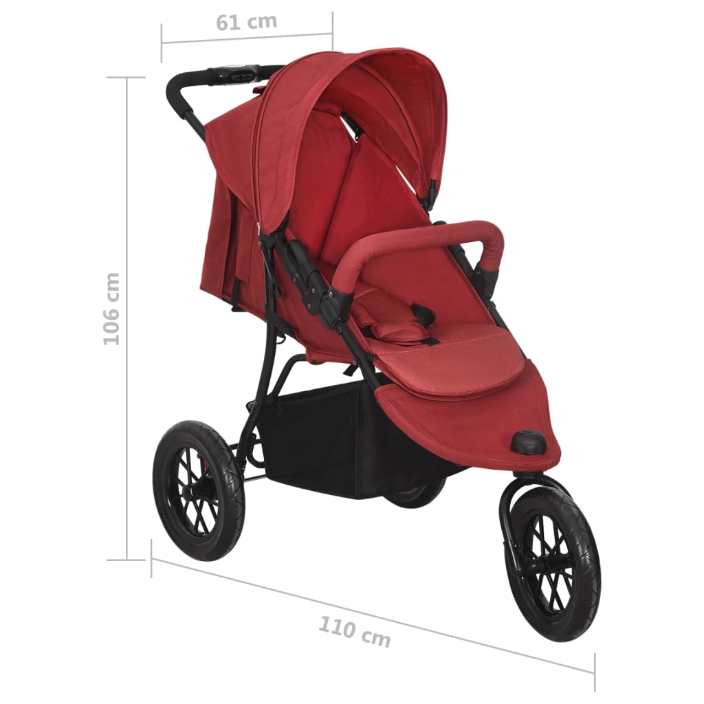 vidaXL Бебешка количка, червена, стомана