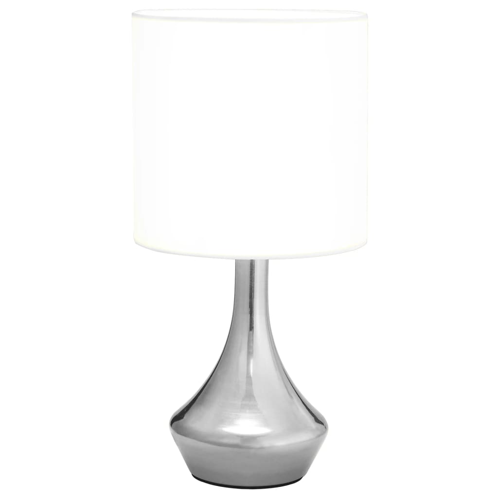 vidaXL Настолни лампи, 2 бр, сензорен бутон, бели, E14
