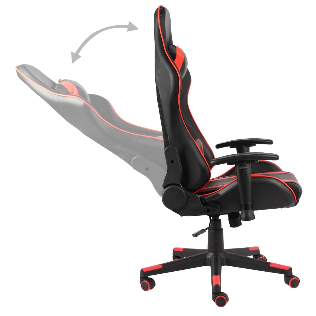 vidaXL Въртящ геймърски стол, червен, PVC