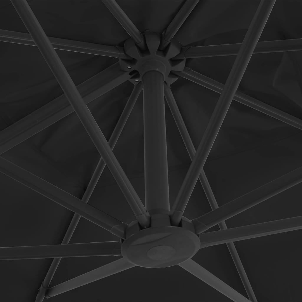 vidaXL Градински чадър чупещо рамо с алуминиев прът 3x3 м черен