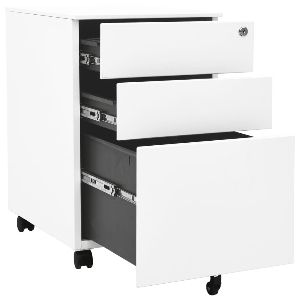 vidaXL Мобилен офис шкаф, бял, 39x45x60 см, стомана