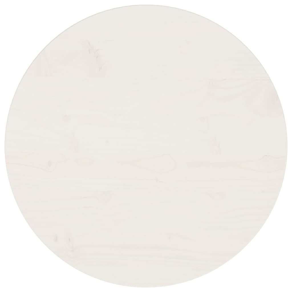 vidaXL Плот за маса, бял, Ø50x2,5 см, бор масив