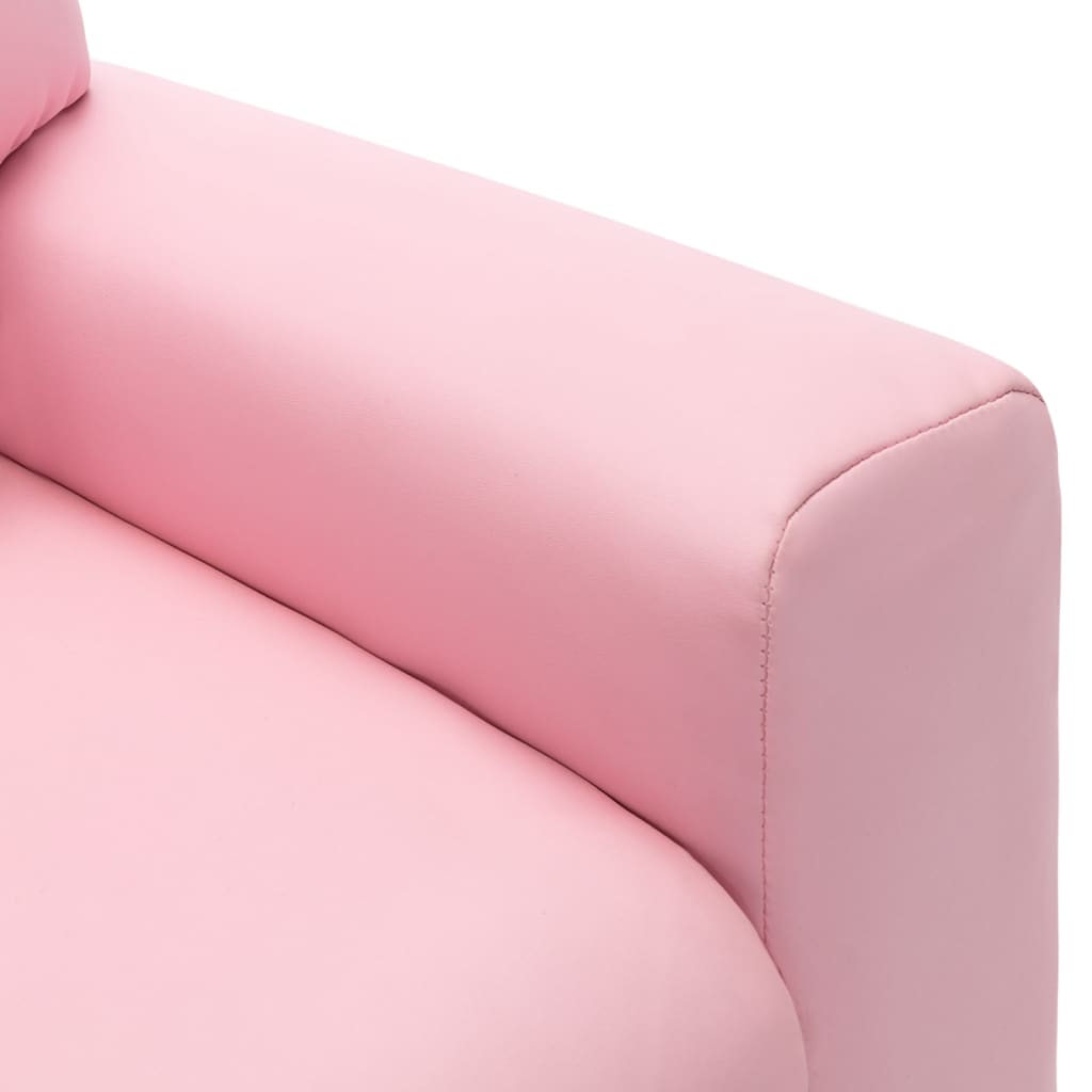 vidaXL Детско наклоняемо кресло, изкуствена кожа, розово