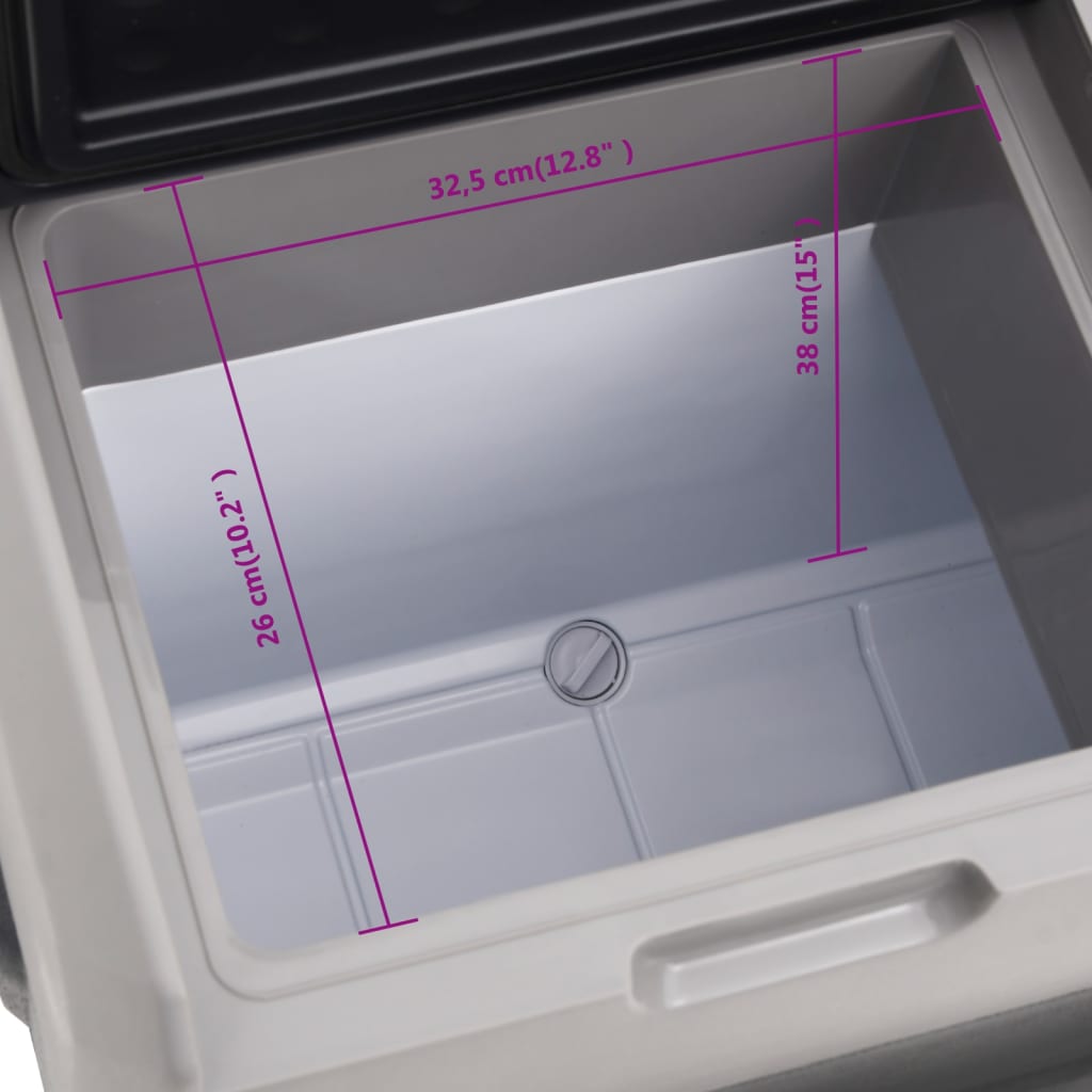 vidaXL Хладилна кутия с колелца и дръжка черно/сиво 40 л полипропилен