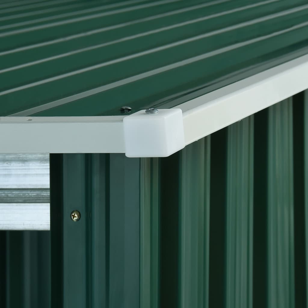 vidaXL Дворна барака с разтегаем покрив зелена 336x270x181 см стомана