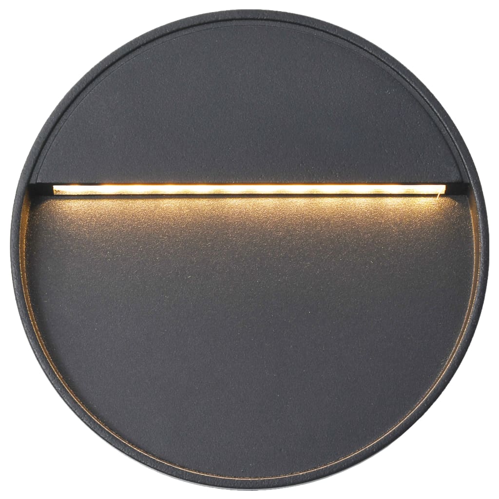 vidaXL Фасадни LED аплици, 2 бр, 3 W, черни, кръгли