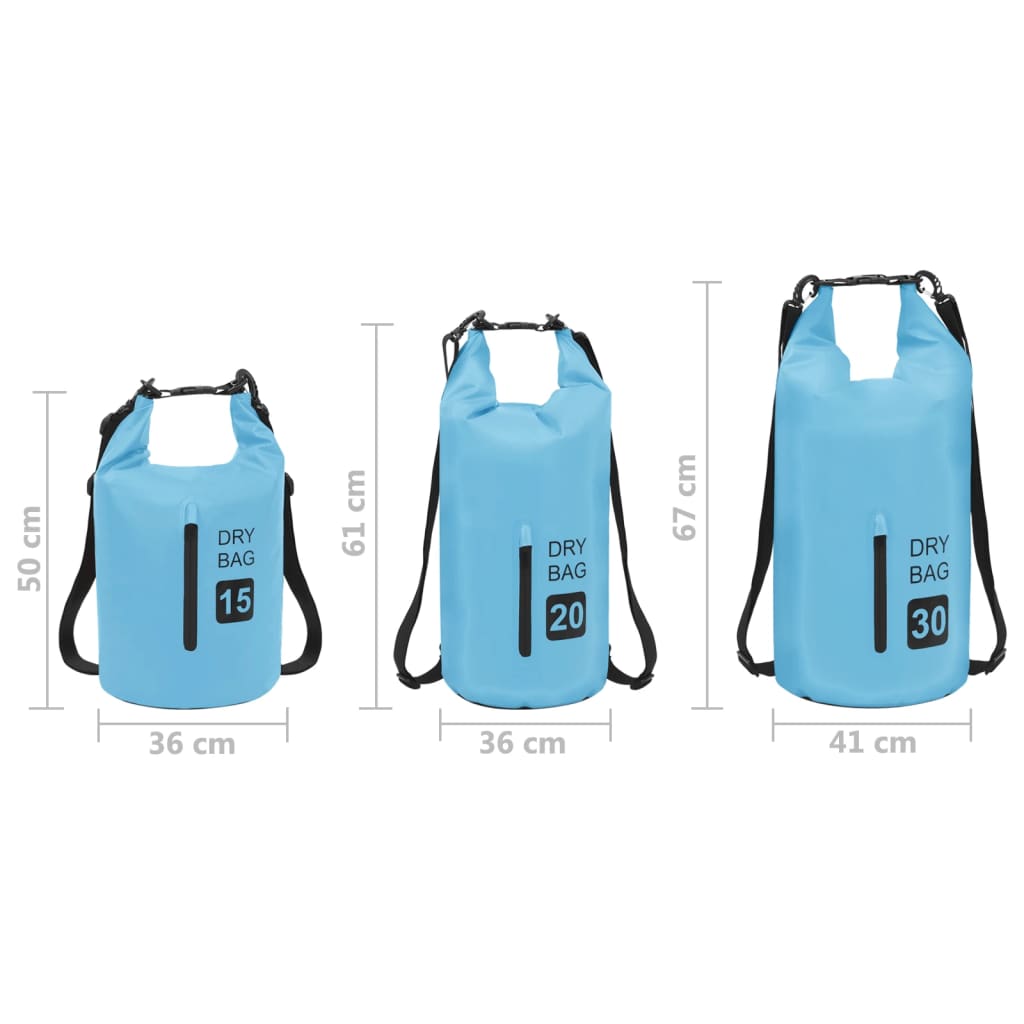 vidaXL Суха торба с цип, синя, 30 л, PVC