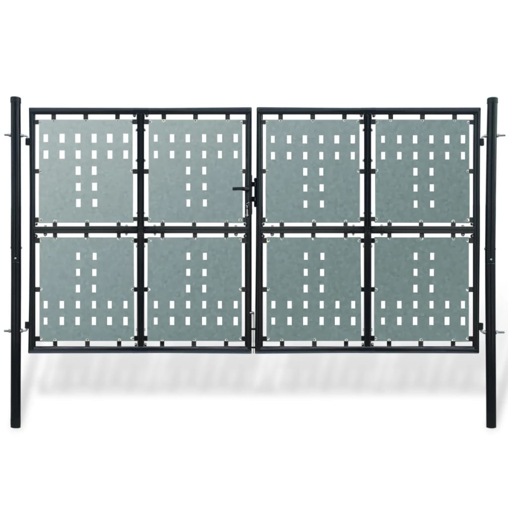 vidaXL Единична оградна врата, 300x200 см, черна