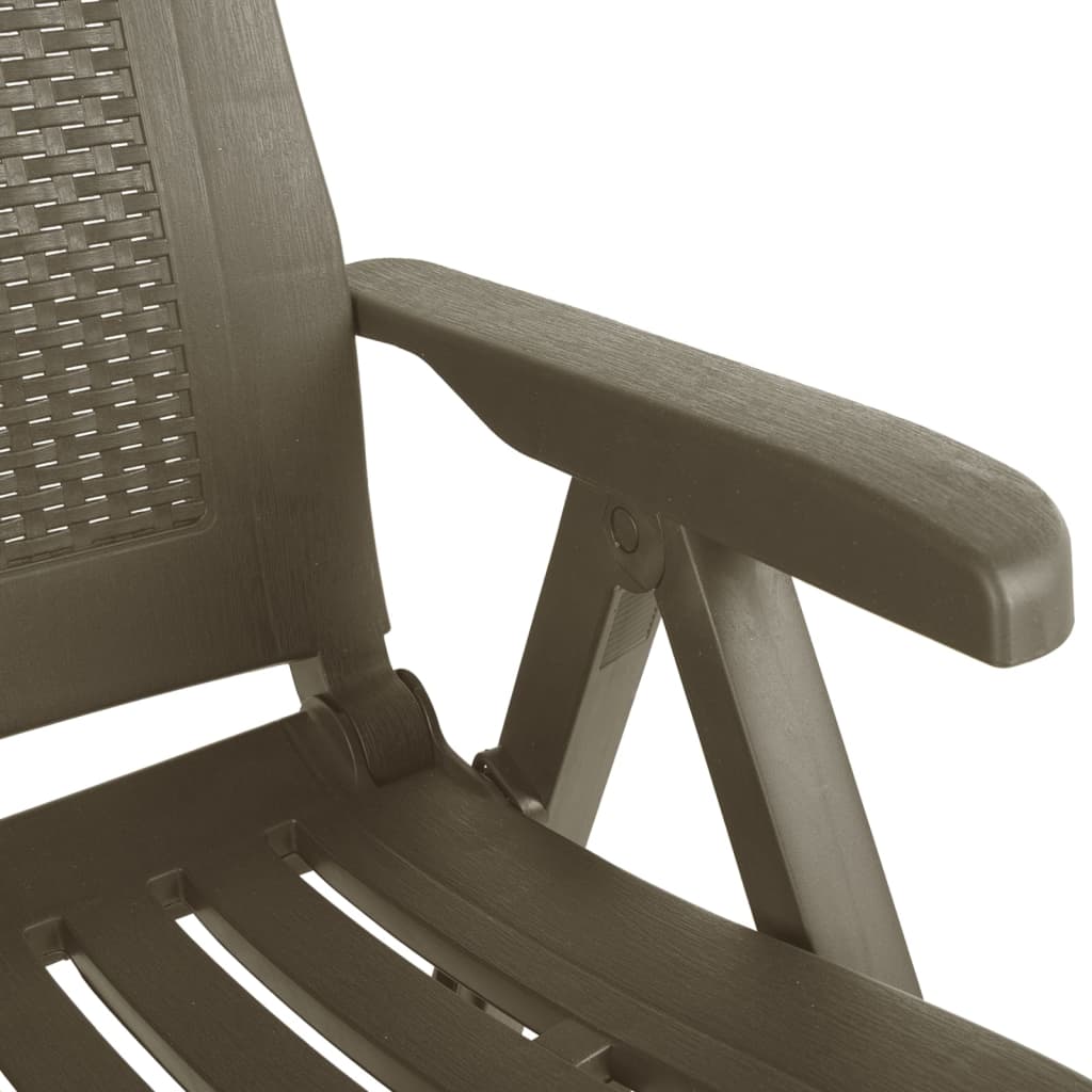 vidaXL Градински регулируеми столове, 2 бр, пластмаса, мока