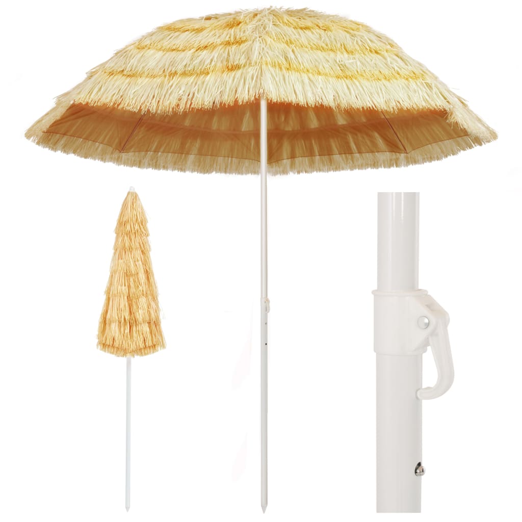 vidaXL Плажен чадър, естествен, 240 см, хавайски стил