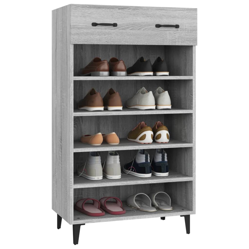 vidaXL Шкаф за обувки, сив сонома, 60x35x105 см, инженерно дърво
