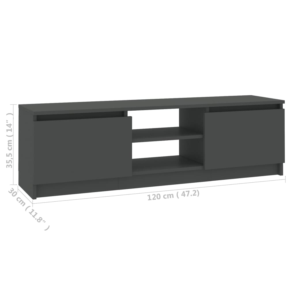 vidaXL ТВ шкаф, сив, 120x30x35,5 см, ПДЧ