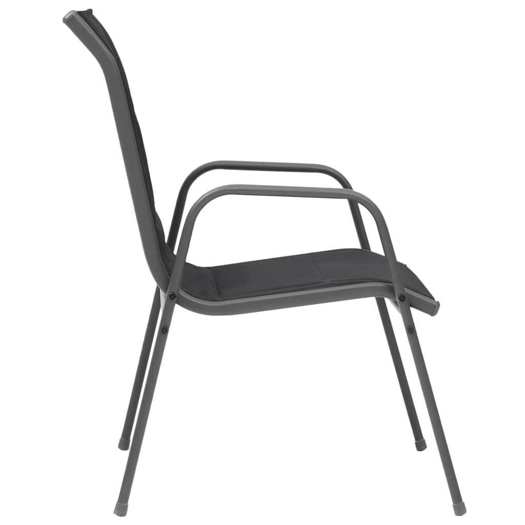 vidaXL Стифиращи градински столове, 4 бр, стомана и Textilene, черни