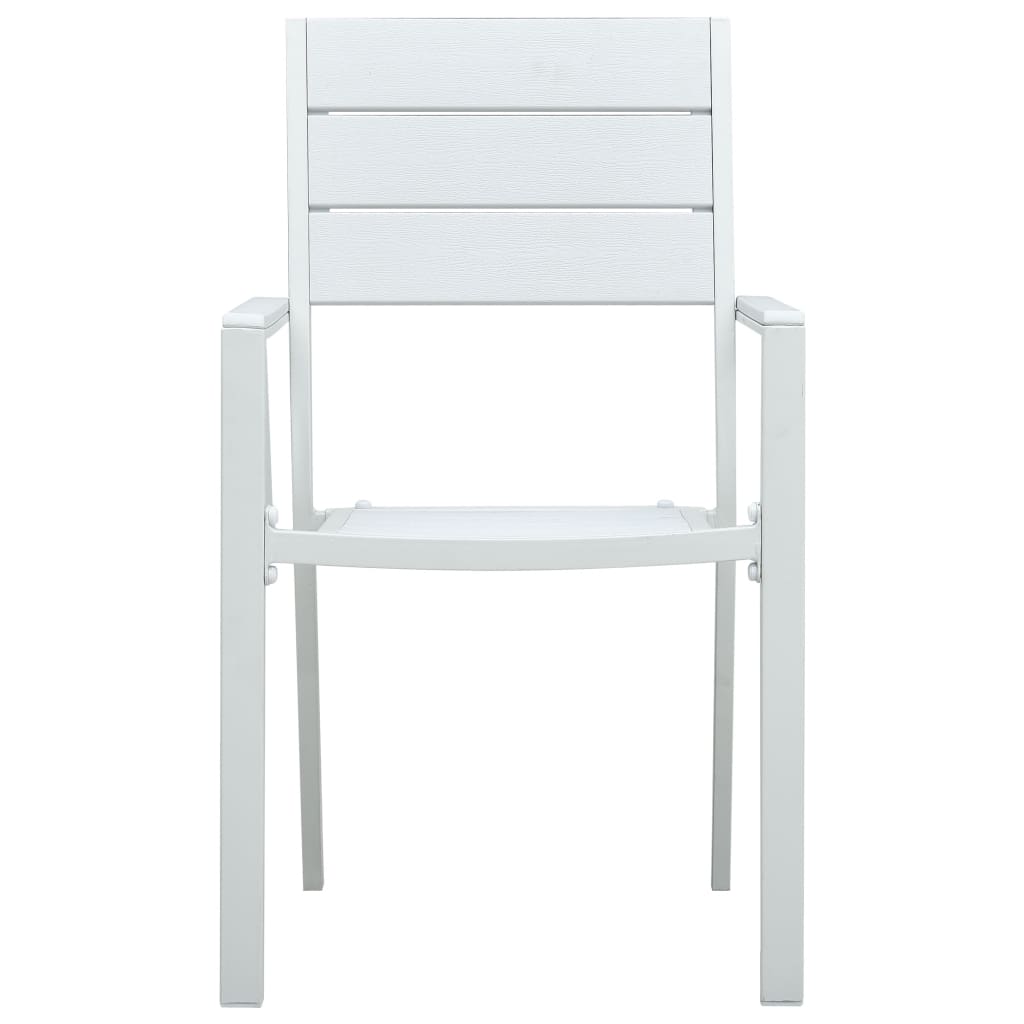 vidaXL Градински столове, 4 бр, бели, HDPE, имитация на дърво
