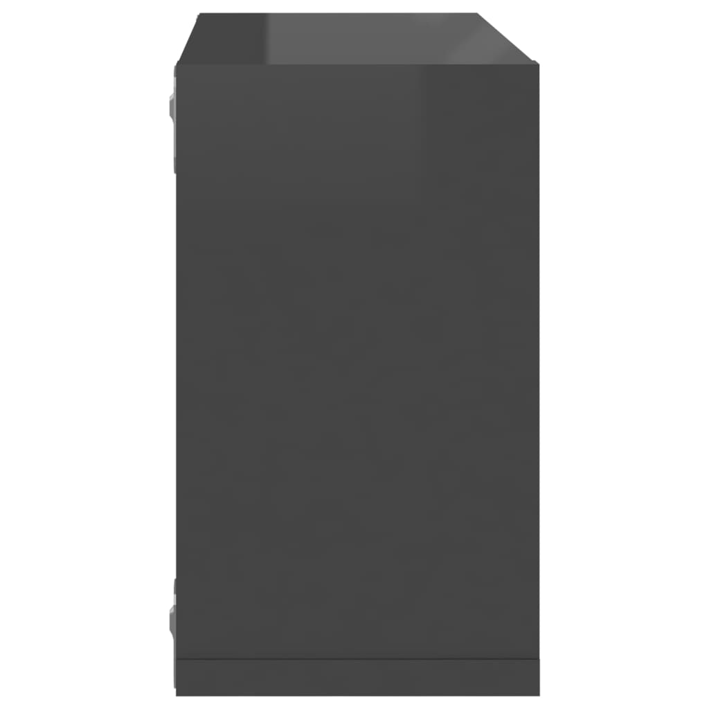 vidaXL Стенни кубични рафтове, 2 бр, сив гланц, 26x15x26 см