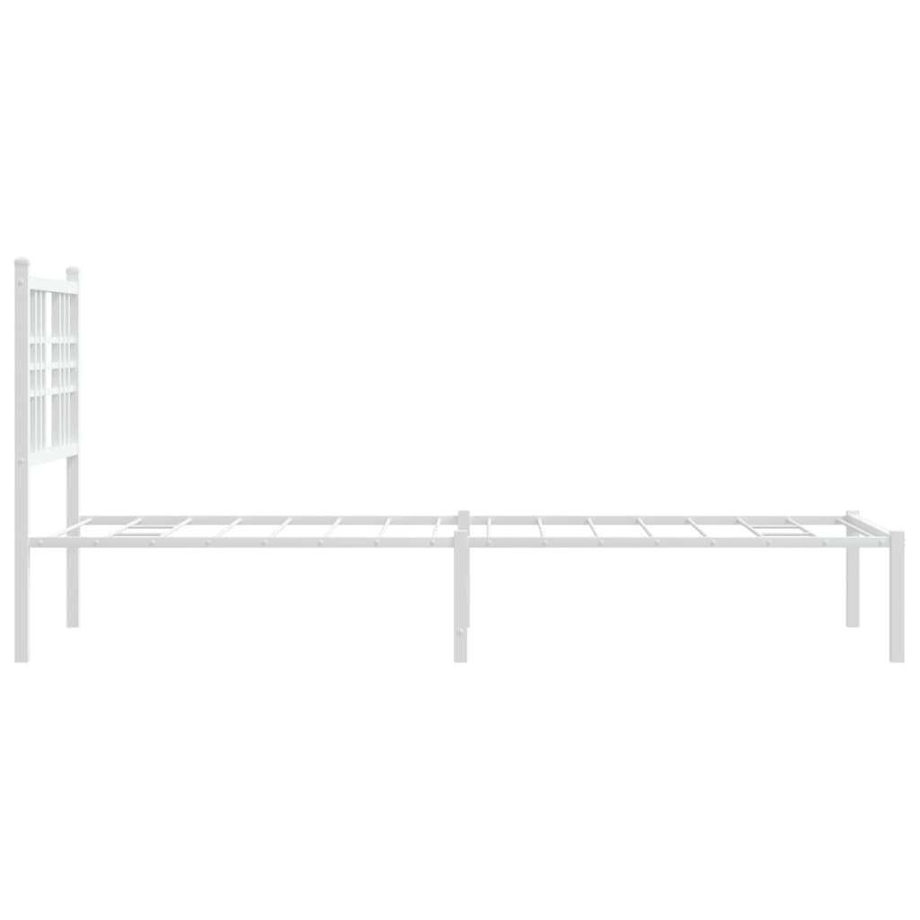 vidaXL Метална рамка за легло с горна табла, бяла, 80x200 см