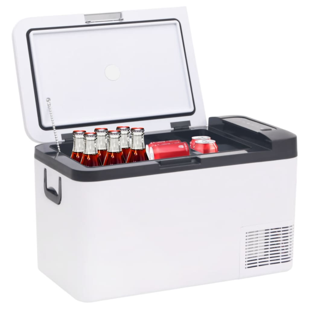 vidaXL Хладилна кутия с дръжка черно и бяло 18 л PP и PE