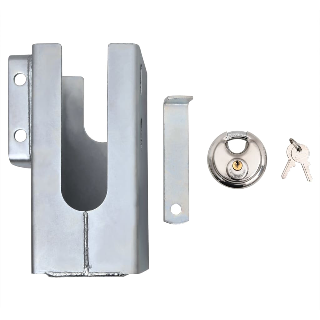 vidaXL Ключалка за теглич, сребриста, 11x11x23,5 см, стомана