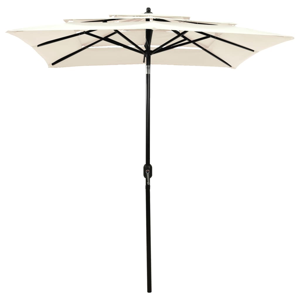 vidaXL Градински чадър на 3 нива с алуминиев прът, пясъчен, 2x2 м