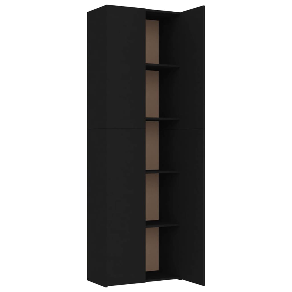 vidaXL Офис шкаф, черен, 60x32x190 см, ПДЧ