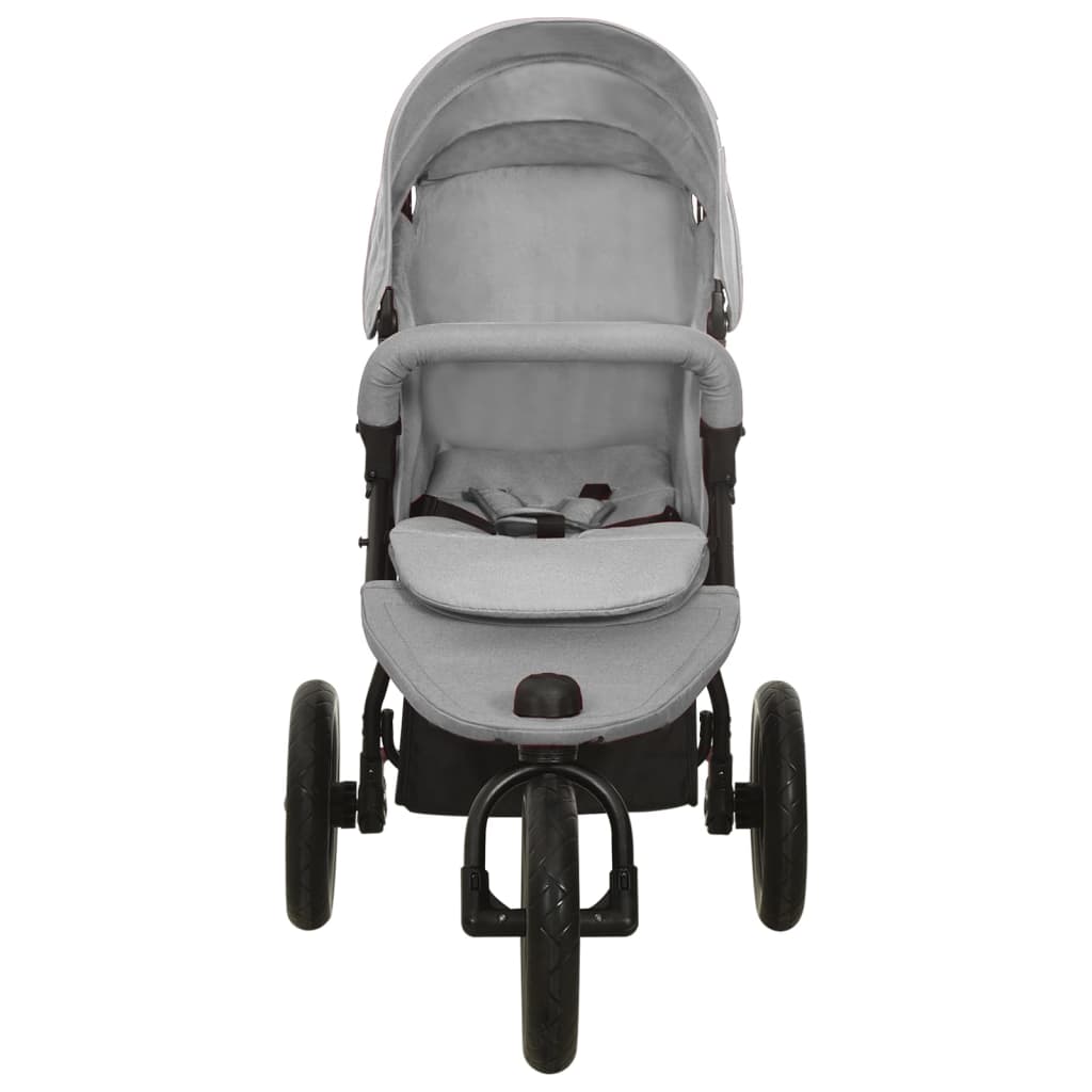 vidaXL Бебешка количка, светлосива, стомана