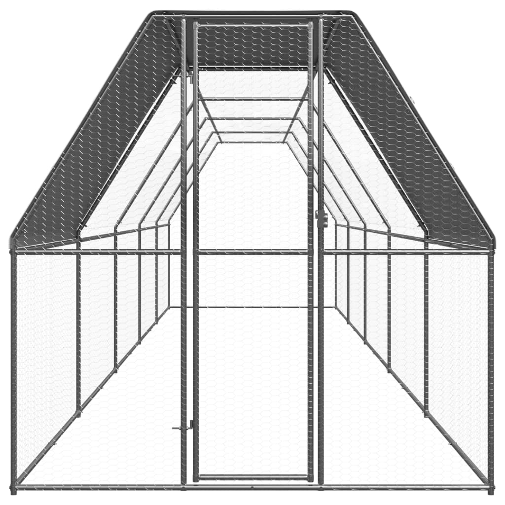 vidaXL Птичарник на открито, 2x10x2 м, поцинкована стомана