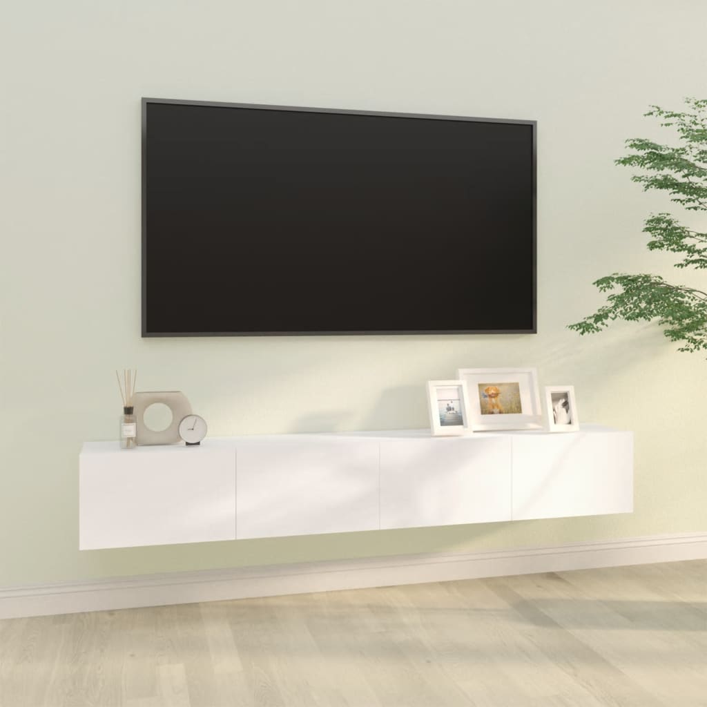 vidaXL Стенни ТВ шкафове, 2 бр, бели 100x30x30 см, инженерно дърво