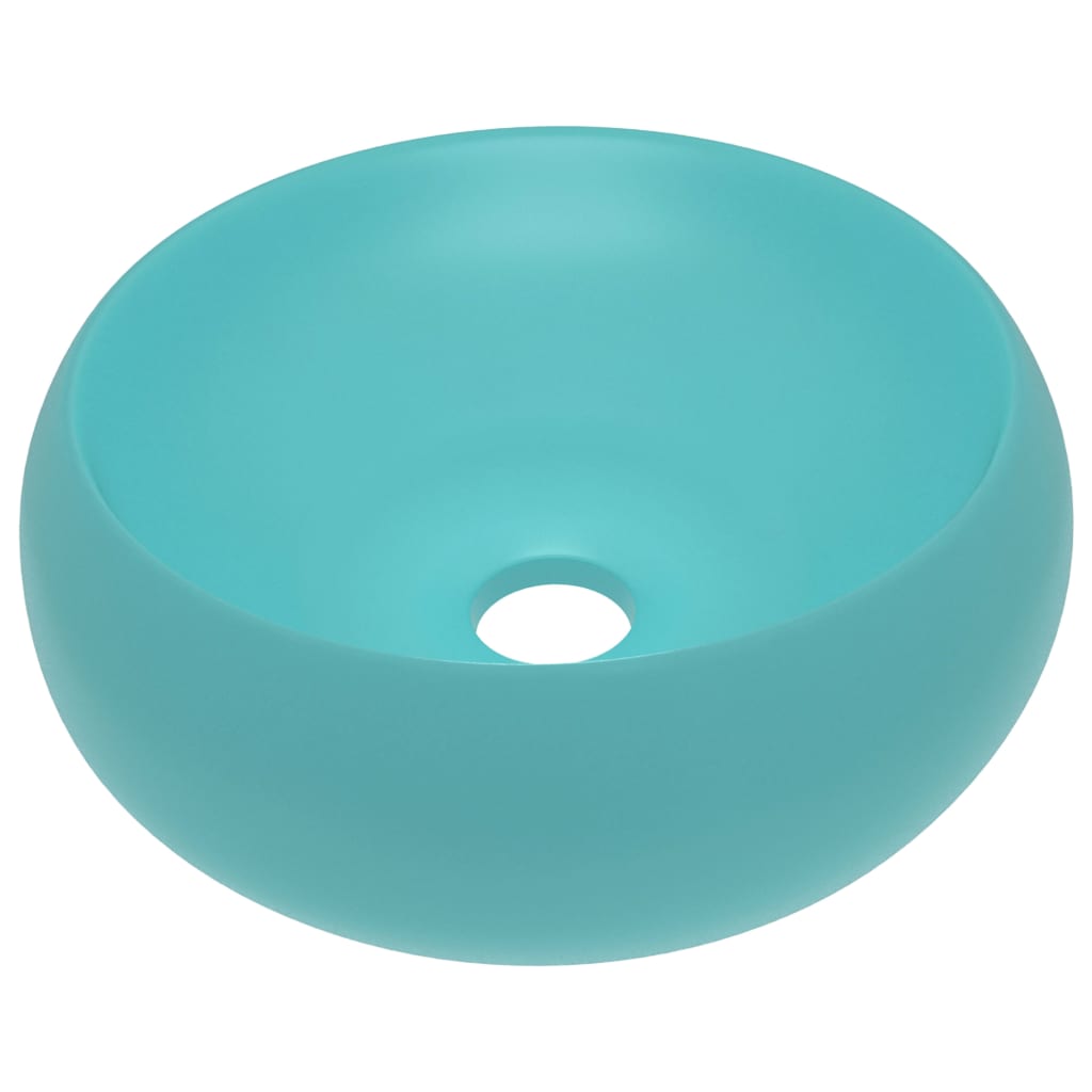 vidaXL Луксозна кръгла мивка, матово светлозелена, 40x15 см, керамика