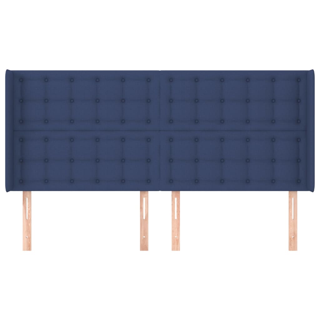 vidaXL Горна табла за легло с уши, синя, 203x16x118/128 см, плат