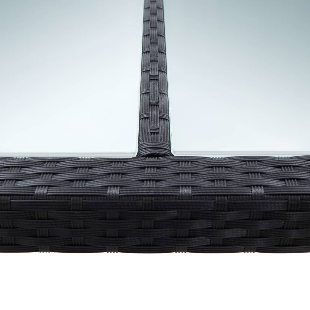 vidaXL Градинска трапезна маса, черна, 200x200x74 см, полиратан