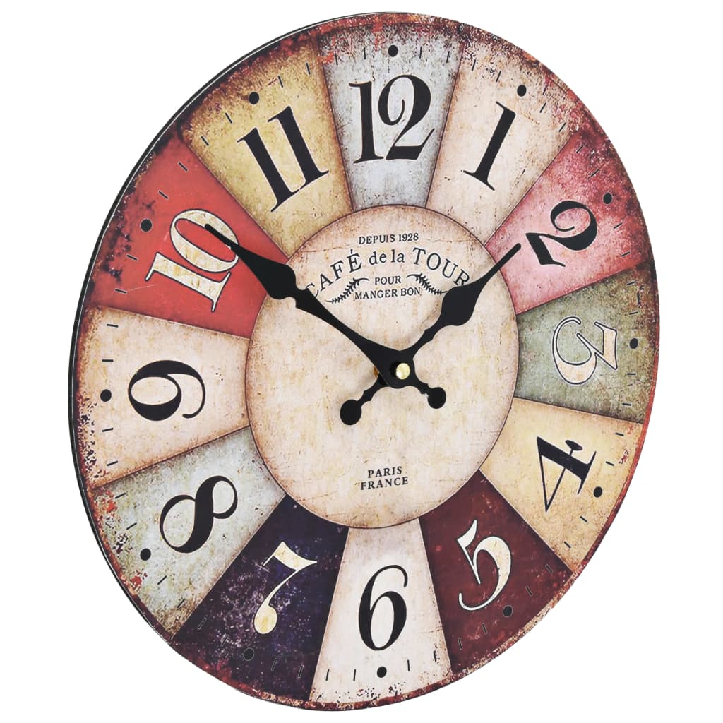 vidaXL Винтидж стенен часовник, цветен, 30 см