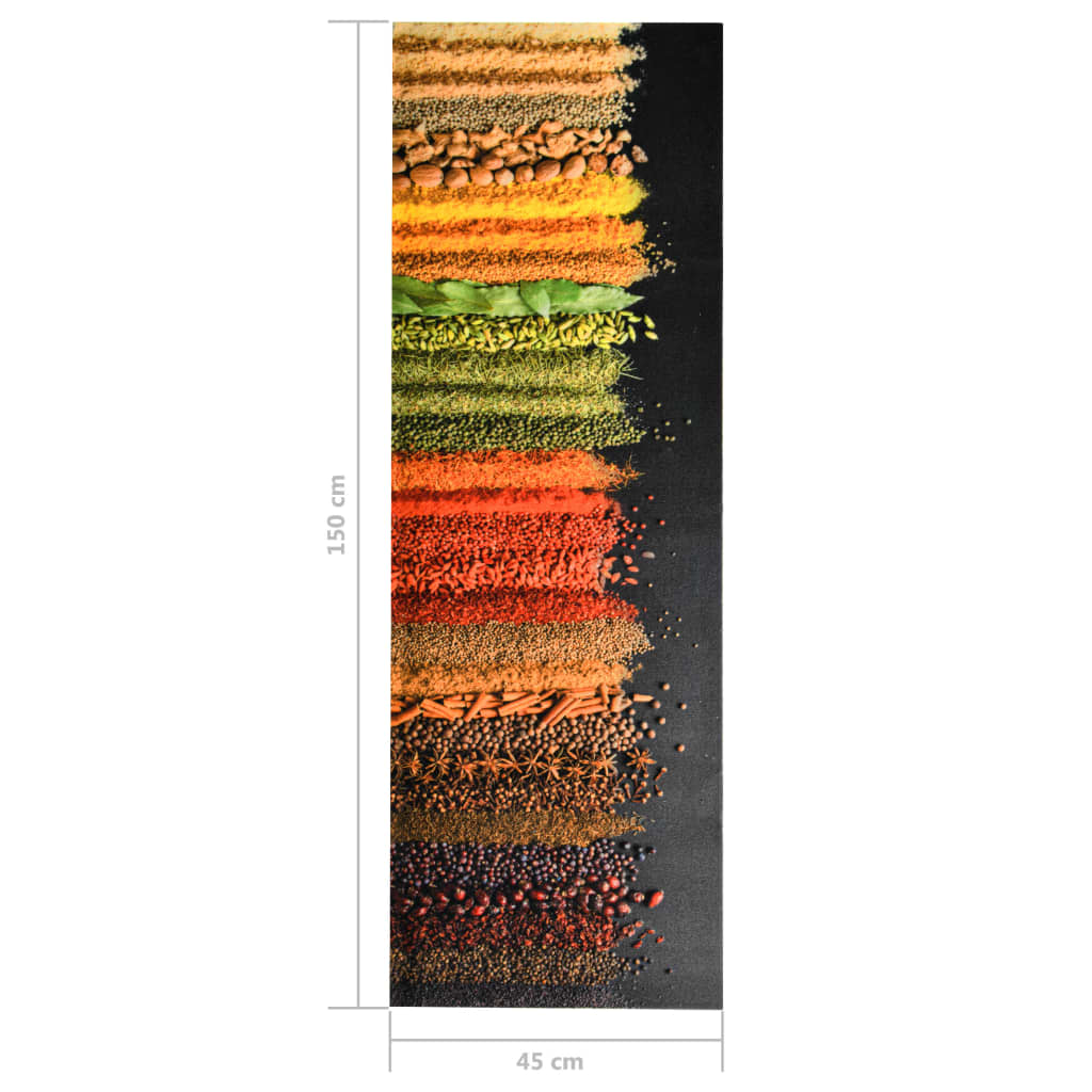 vidaXL Кухненско килимче, перимо, подправки, 45x150 см