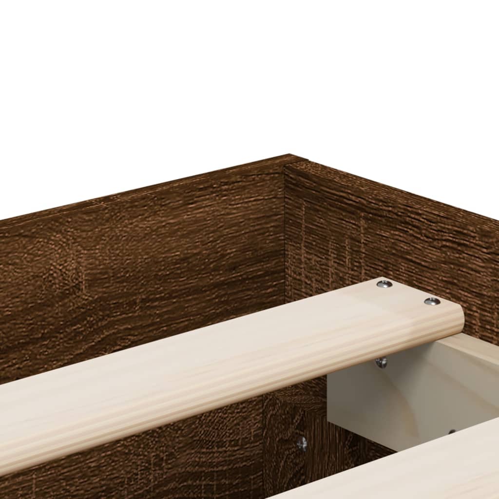 vidaXL Рамка за легло с чекмедже кафяв дъб 120x190 см инженерно дърво