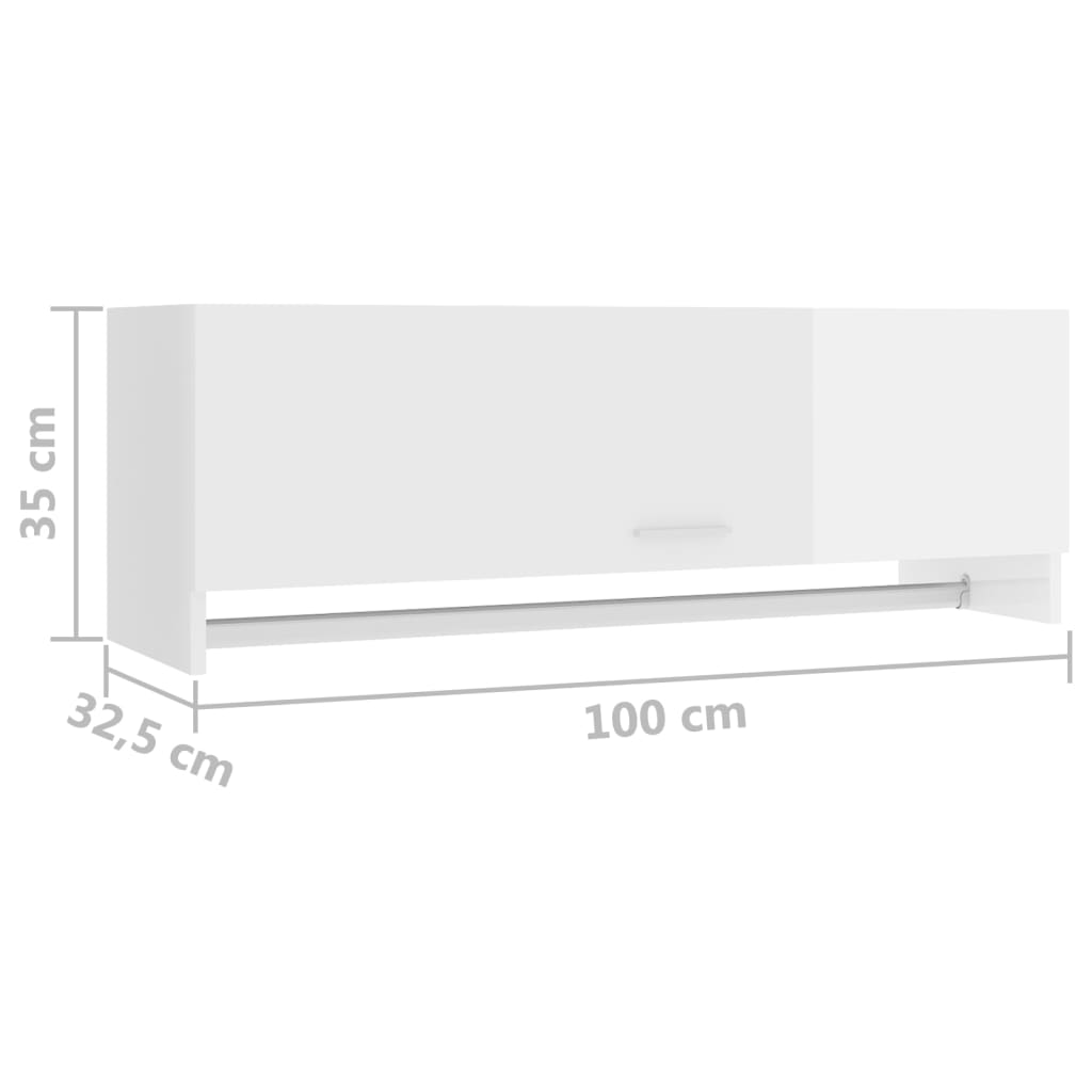 vidaXL Гардероб, бял гланц, 100x32,5x35 см, ПДЧ