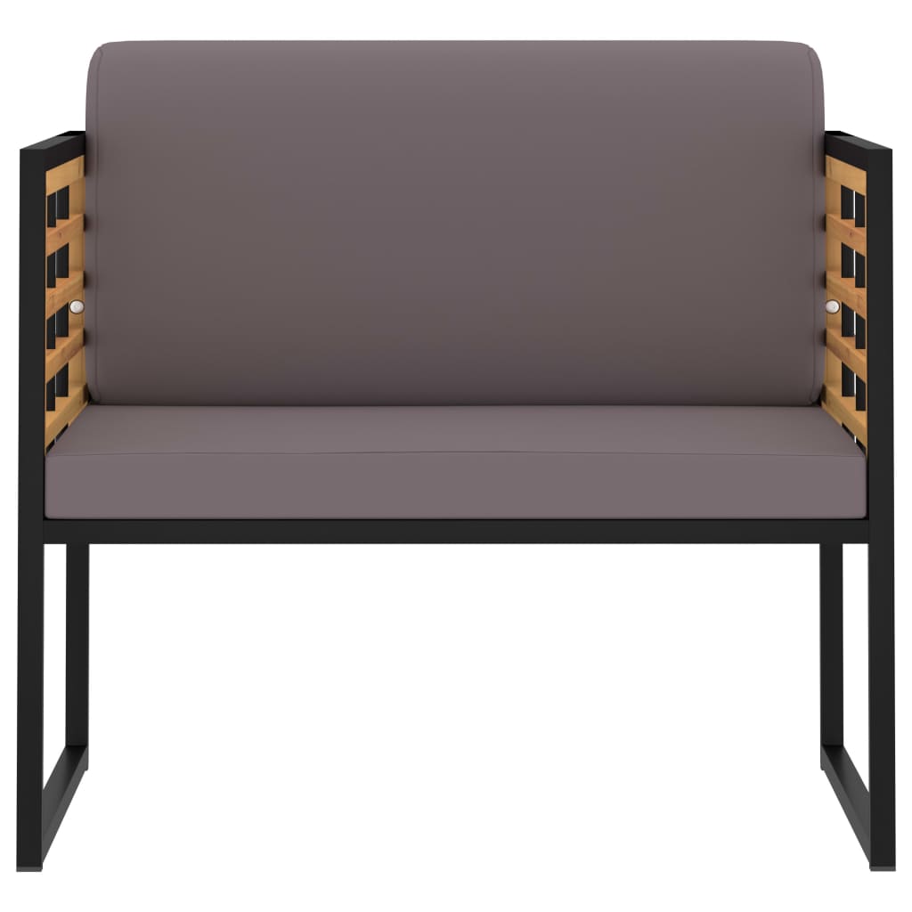 vidaXL Градински столове с възглавници, 2 бр, акация масив, тъмносиви