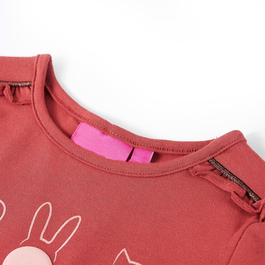 Детска тениска с дълъг ръкав, опушено розово, 92