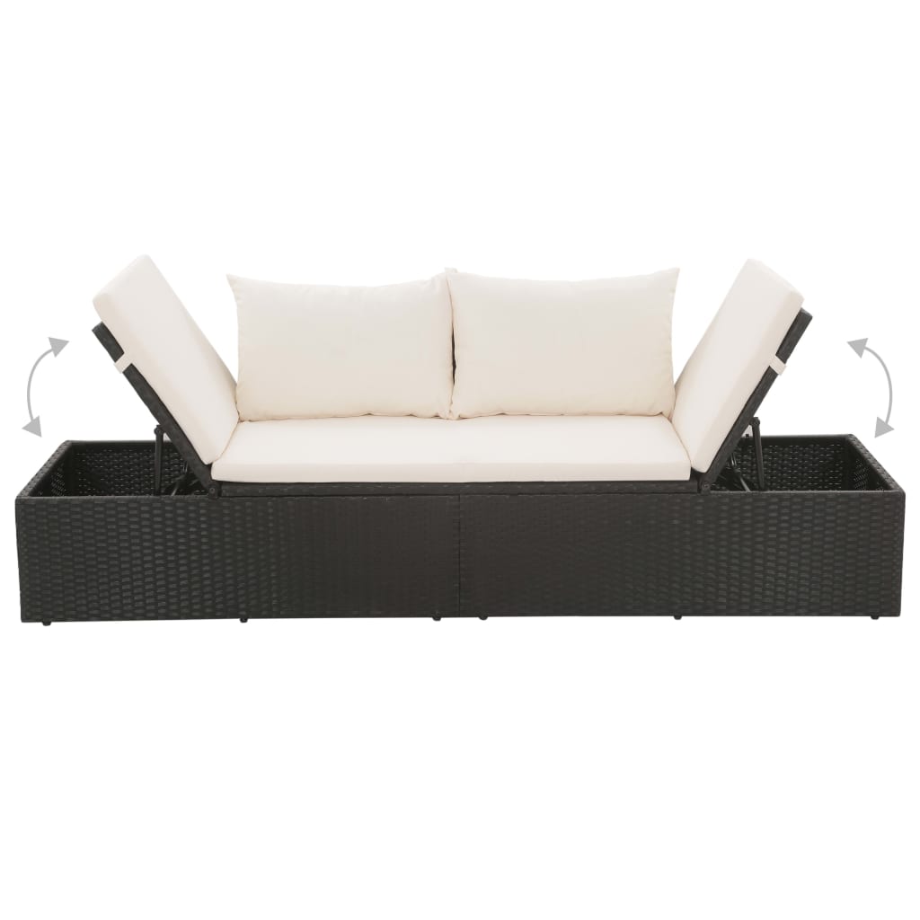 vidaXL Градинско легло, черно, 195x60 см, полиратан