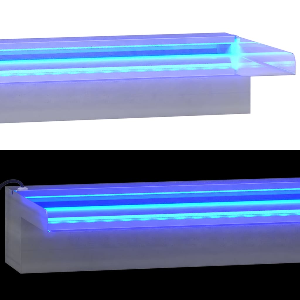 vidaXL Преливник за водопад с RGB LED, неръждаема стомана, 45 см