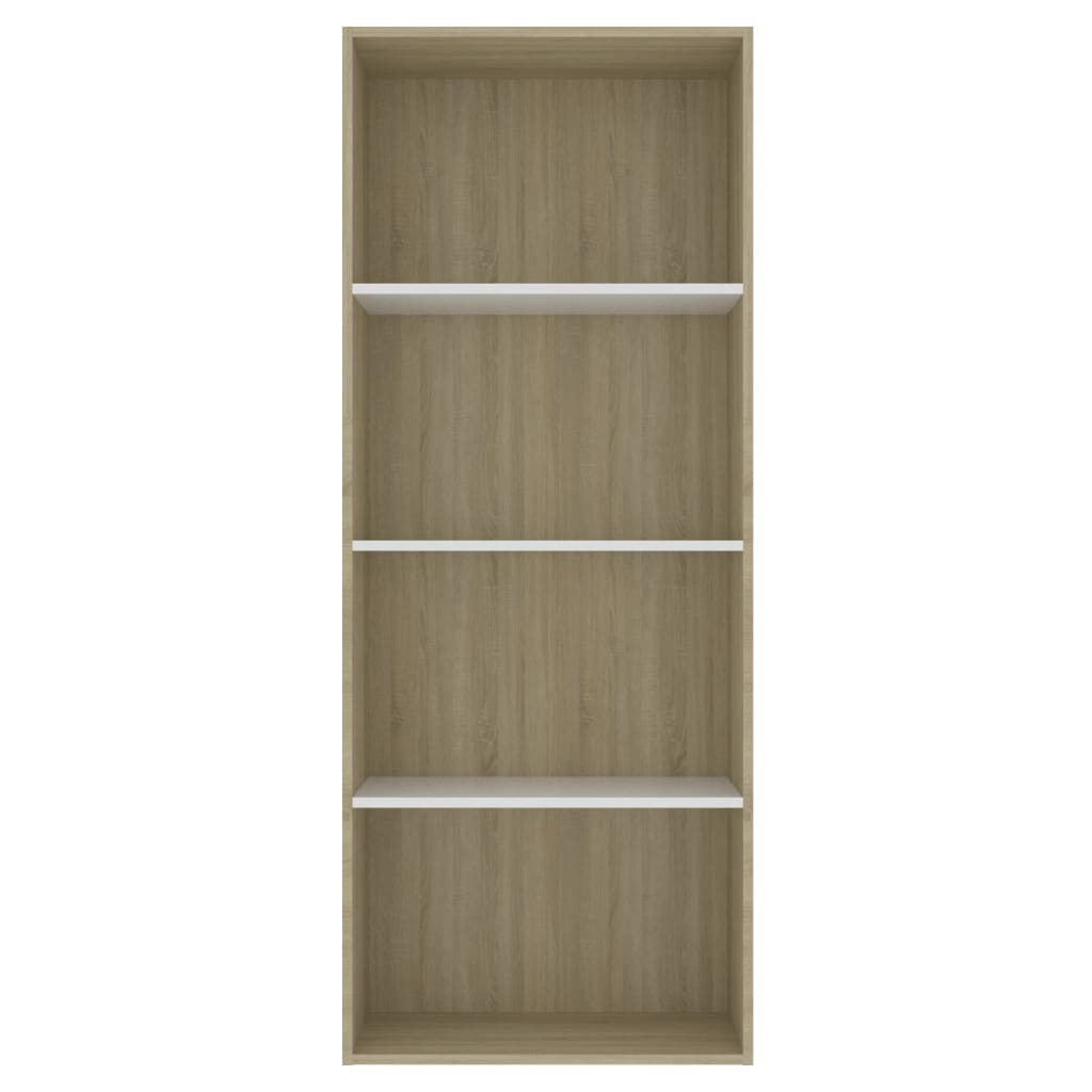 vidaXL 4-етажна библиотека, бяло и дъб сонома, 60x30x151,5 см, ПДЧ