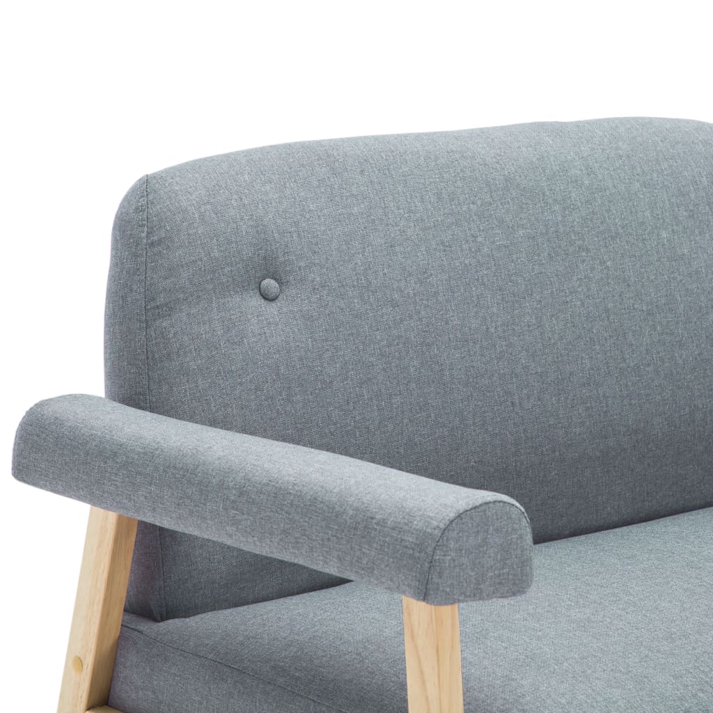 vidaXL Комплект диван и кресло за трима, 2 части, текстил, светлосив