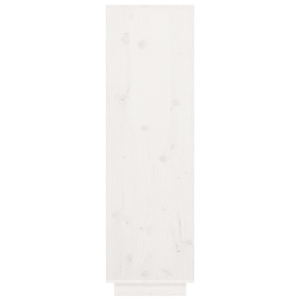 vidaXL Висок шкаф, бял, 38x35x117 см, борово дърво масив