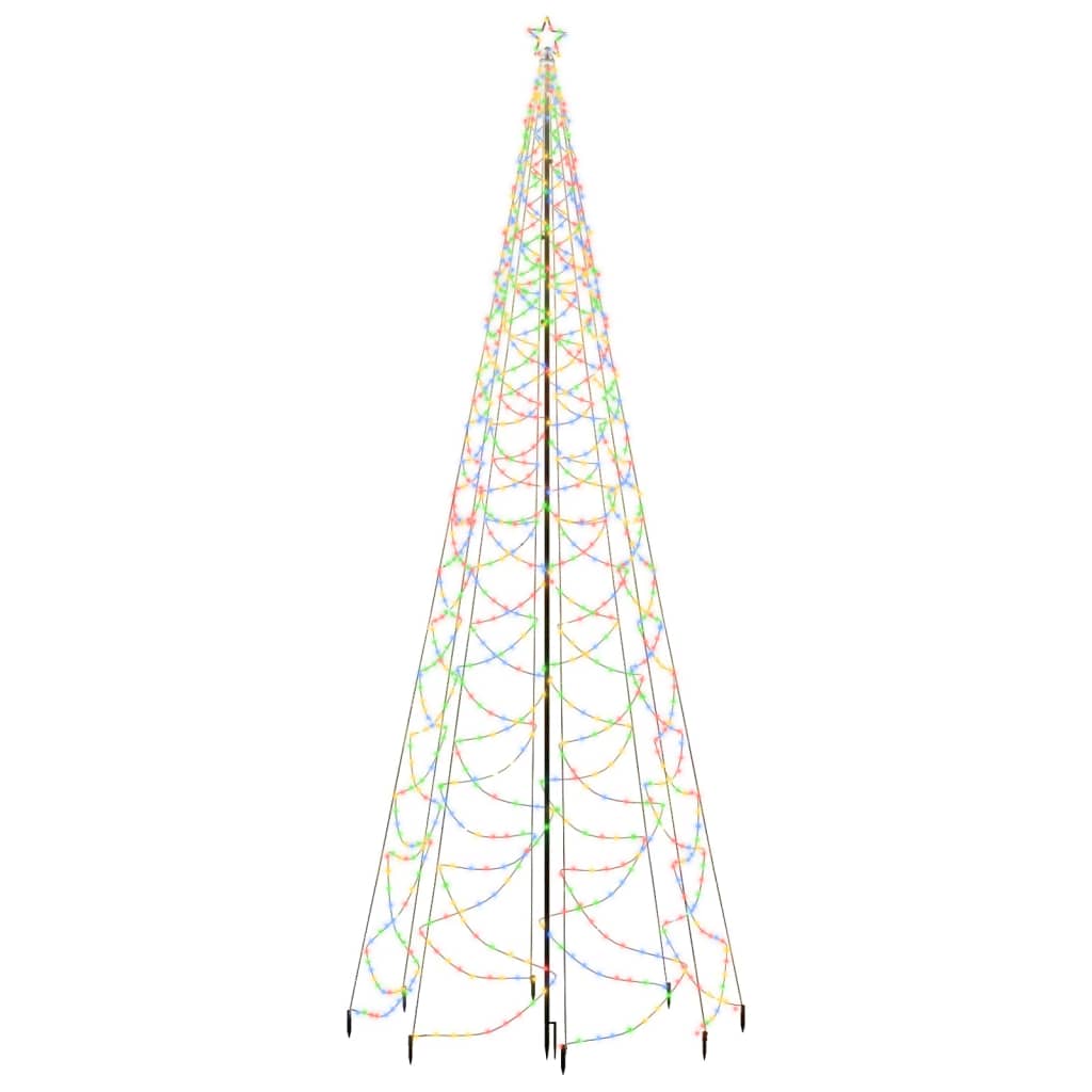 vidaXL Коледно дърво с метален стълб, 1400 LED, многоцветно, 5 м