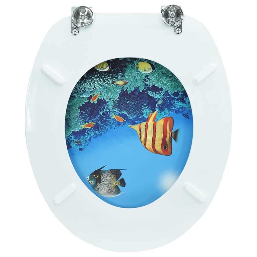 vidaXL WC тоалетна седалка с капак, МДФ, дизайн океански пейзаж