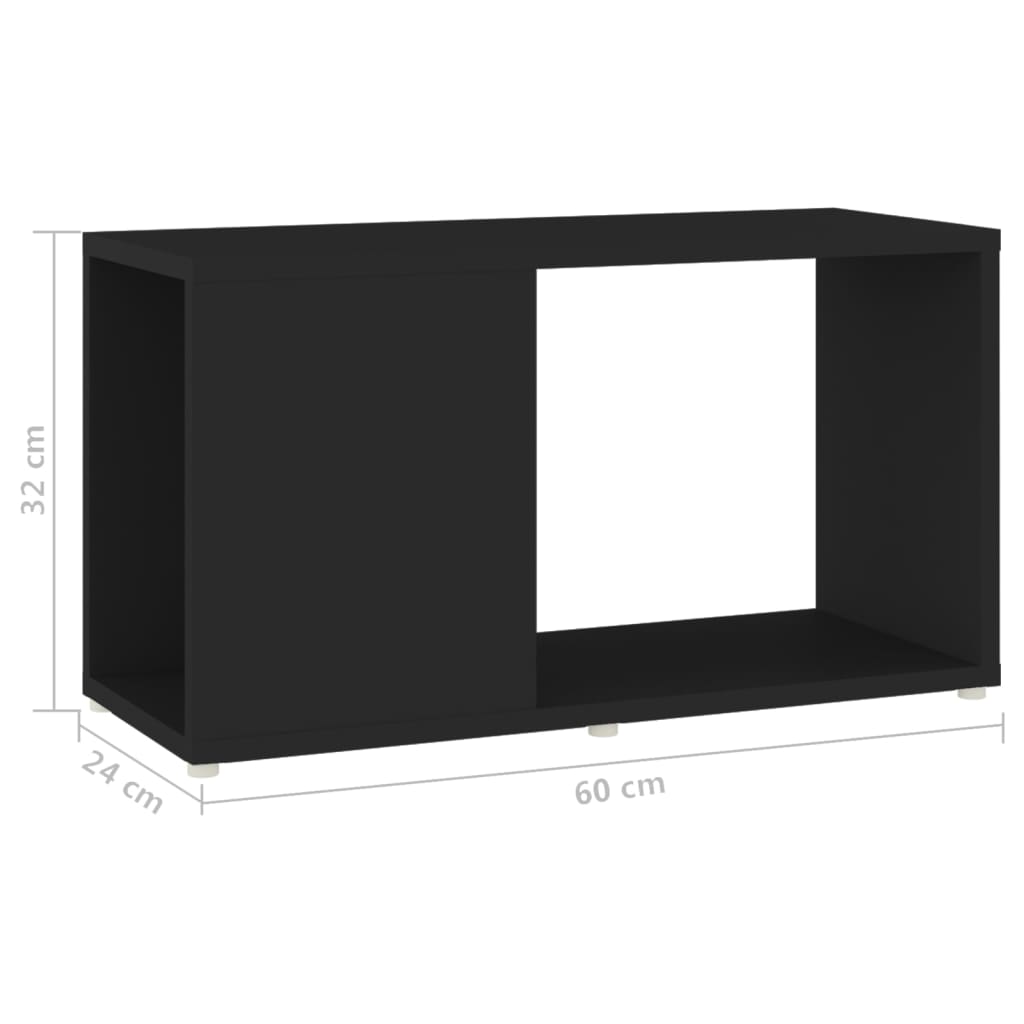 vidaXL ТВ шкаф, черен, 60x24x32 см, ПДЧ
