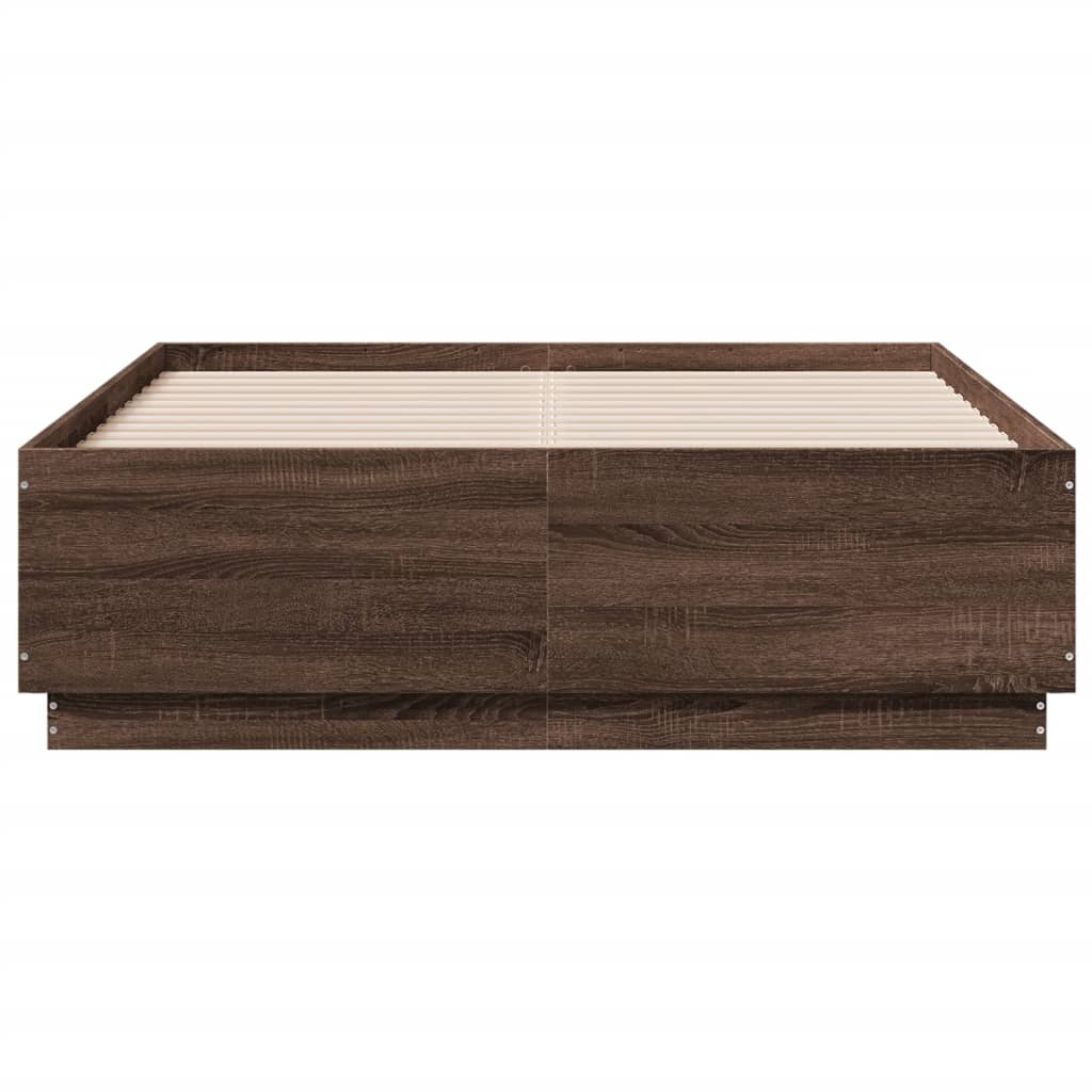 vidaXL Рамка за легло, кафяв дъб, 120x190 см, инженерно дърво