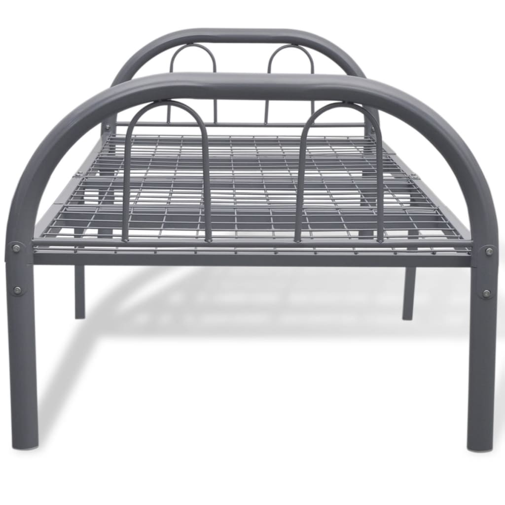 vidaXL Рамка за легло, сива, метал, 75x200 см